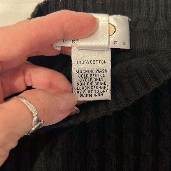 Talbots petite size small 3/4 sleeve ribbed boatneck black sweater EUC - Picture 5 of 8